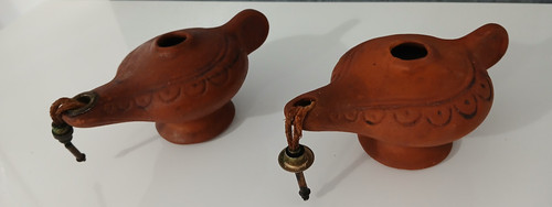 Antica coppia lampada olio - coppia,