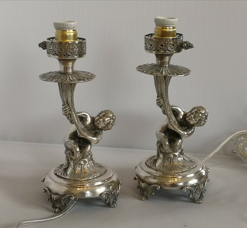 Coppia lampade antiche - , tavolo