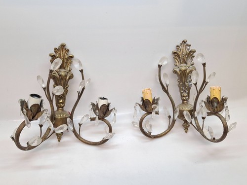 Coppia applique antiche ottone - coppia,